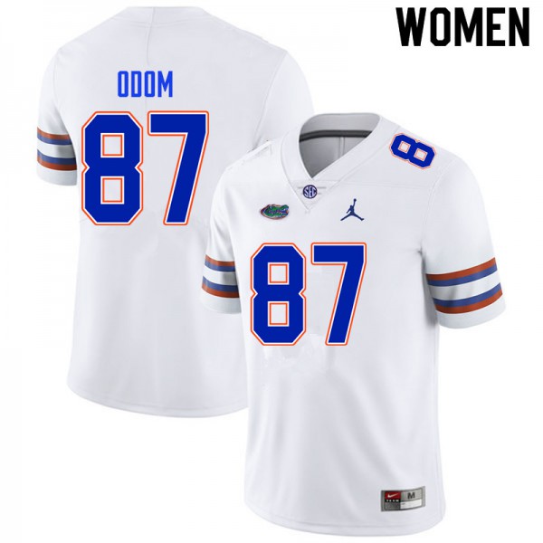 Women #87 Jonathan Odom Florida Gators College Football Jersey White